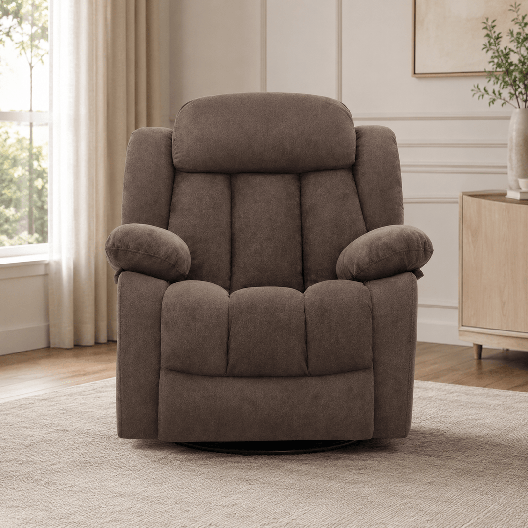 Lena Brown Swivel Recliner with Glider