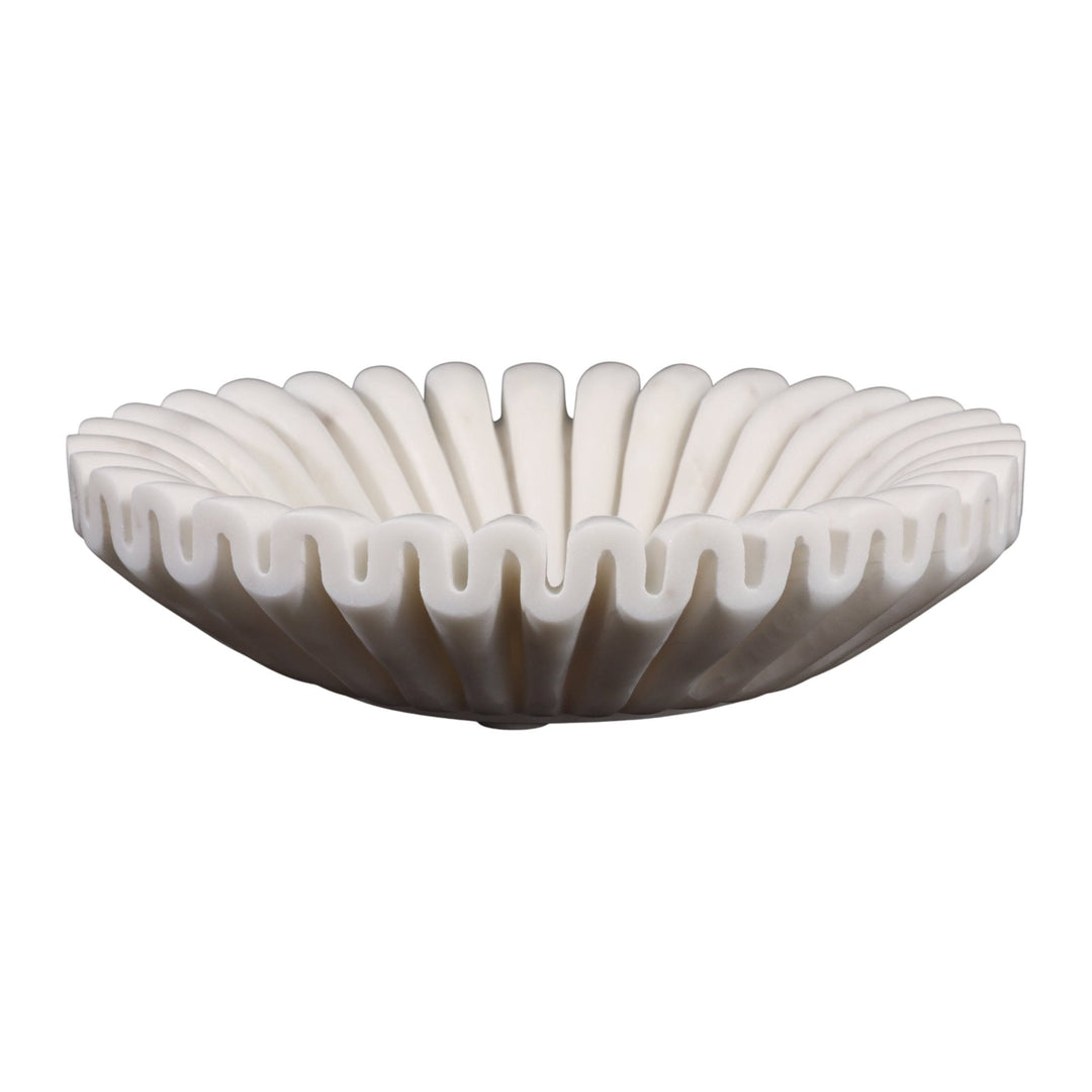 MARBLE, 12" PLEATED BOWL, WHITE