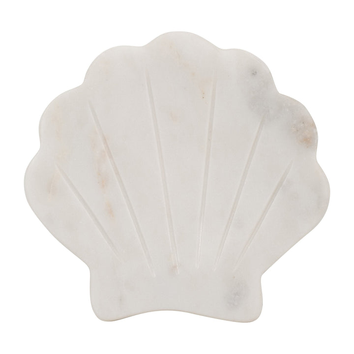 MARBLE, 5" SHELL TRINKET DISH, WHITE