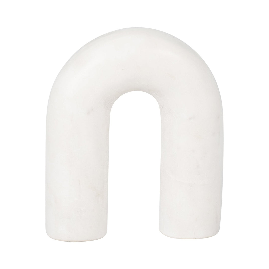 MARBLE, 6" ROUNDED HORSESHOE TABLE TOP DECO, WHITE