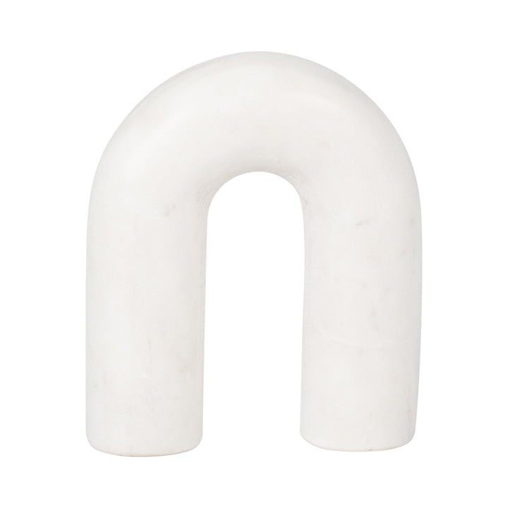 MARBLE, 6" ROUNDED HORSESHOE TABLE TOP DECO, WHITE