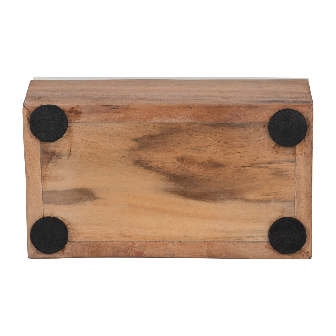 MARBLE, 7" CLEAR AGATE CLUSTER & WOOD BASE BOX, NA