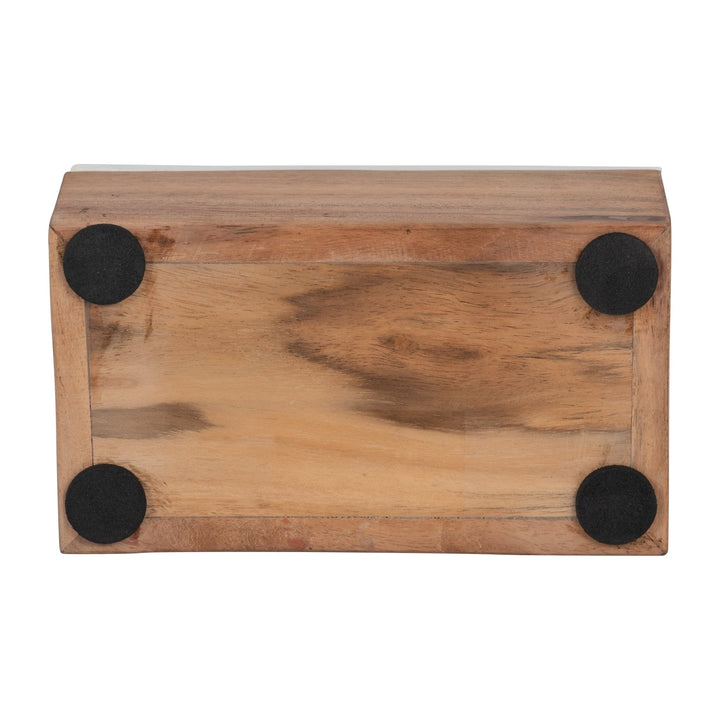 MARBLE, 7" CLEAR AGATE CLUSTER & WOOD BASE BOX, NA
