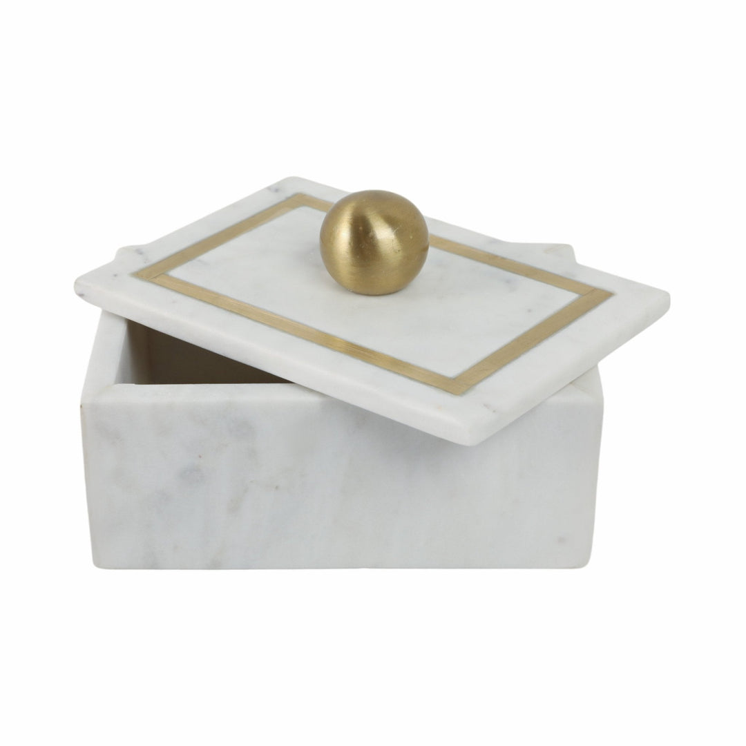 Marble, 7X5 Rectangular Box - Knob, White
