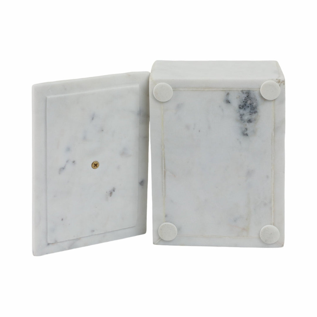 Marble, 7X5 Rectangular Box - Knob, White