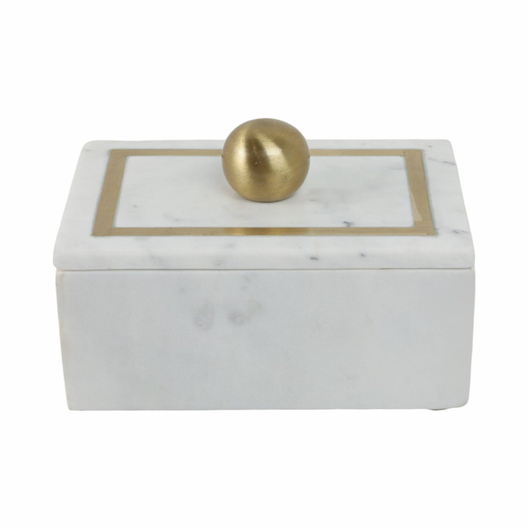 Marble, 7X5 Rectangular Box - Knob, White