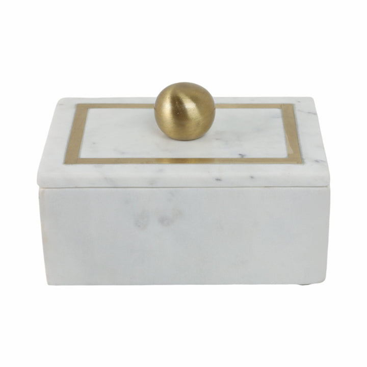 Marble, 7X5 Rectangular Box - Knob, White