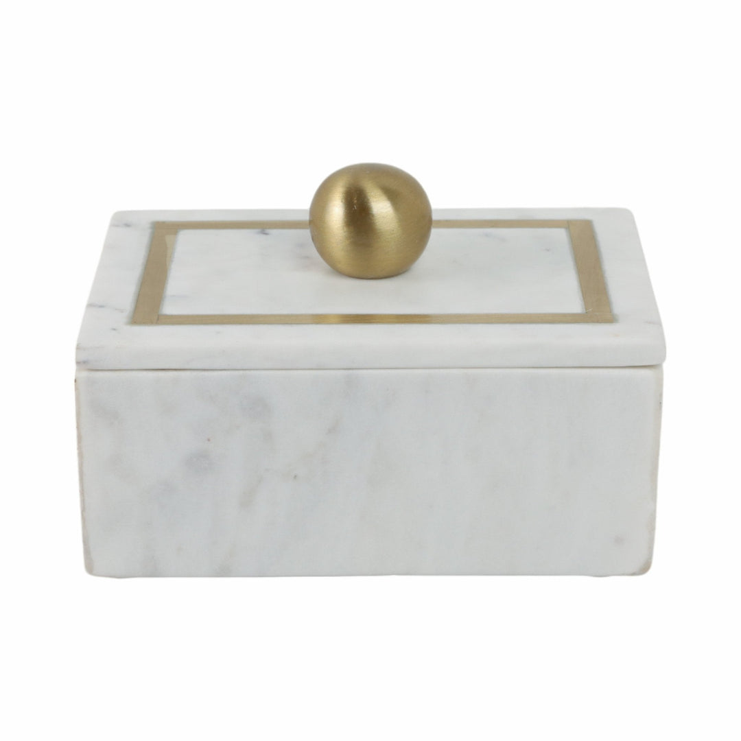 Marble, 7X5 Rectangular Box - Knob, White