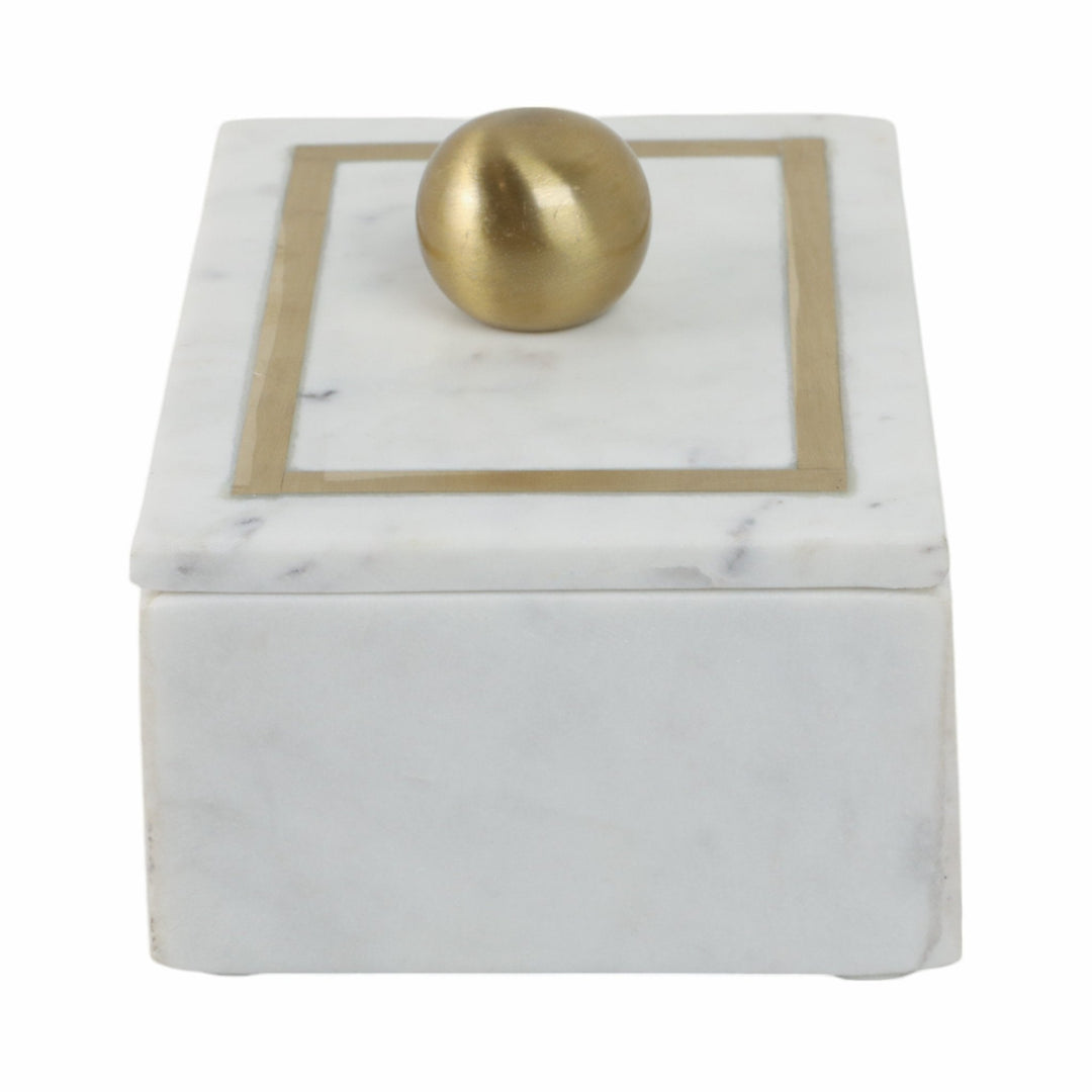 Marble, 7X5 Rectangular Box - Knob, White