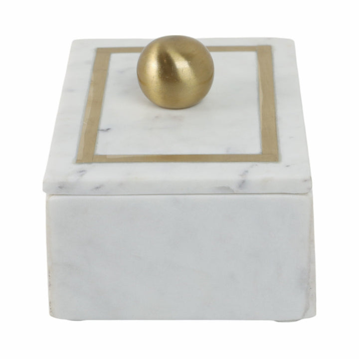 Marble, 7X5 Rectangular Box - Knob, White