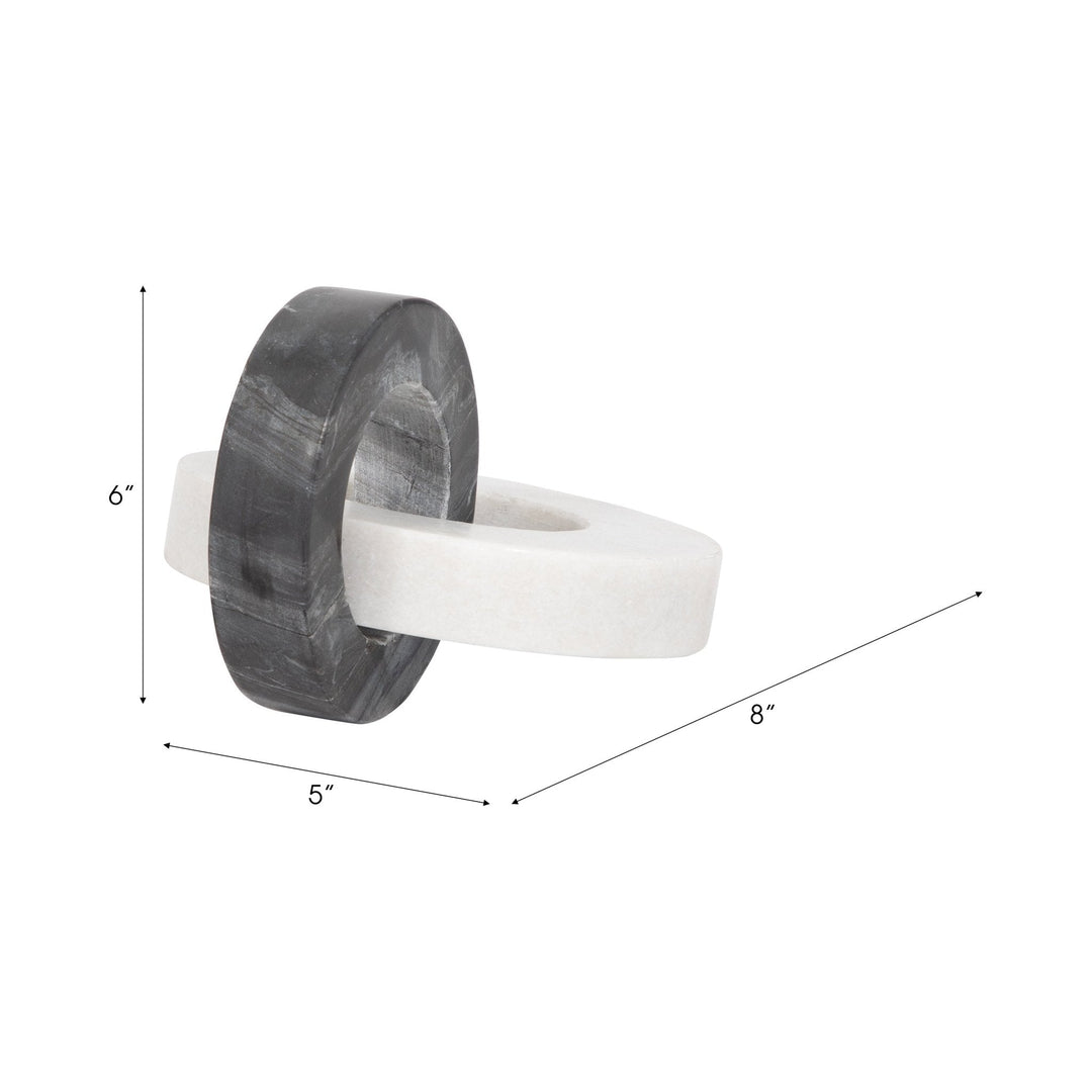 Marble, 8" Double Ring, White/black