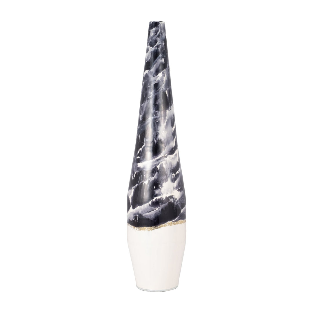 METAL, 35" NEPTUNE FLOOR VASE, IVORY/NAVY