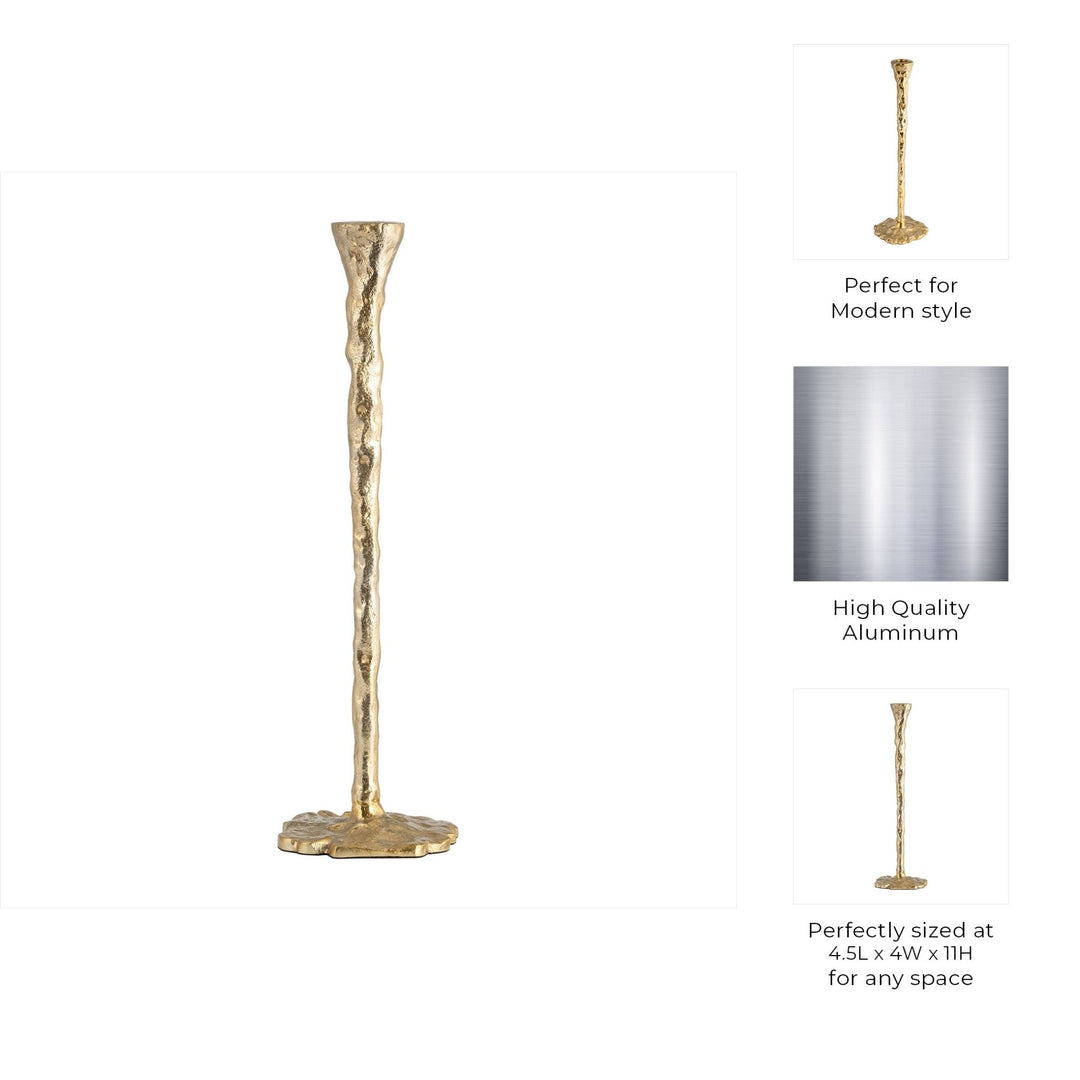 METAL, FORGED TAPER CANDLEHOLDER, GOLD