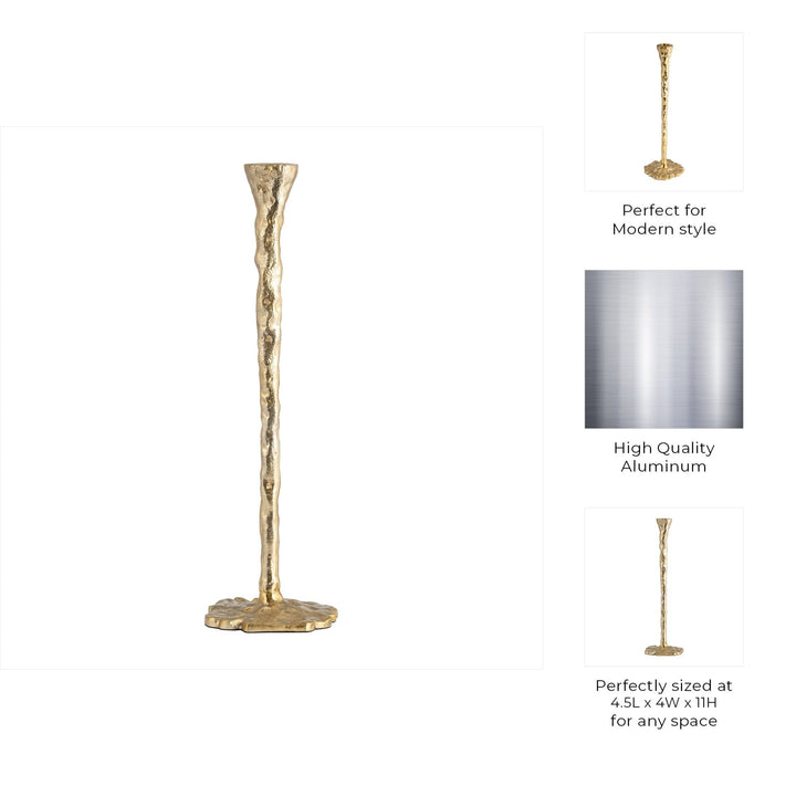 METAL, FORGED TAPER CANDLEHOLDER, GOLD