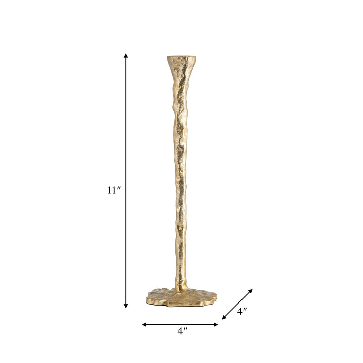 METAL, FORGED TAPER CANDLEHOLDER, GOLD