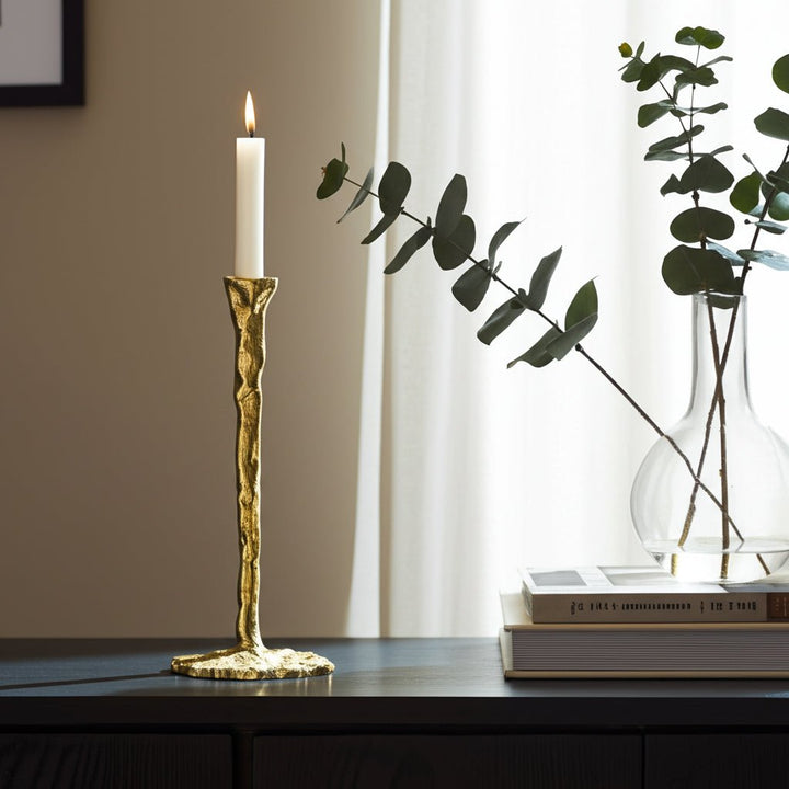 METAL, FORGED TAPER CANDLEHOLDER, GOLD