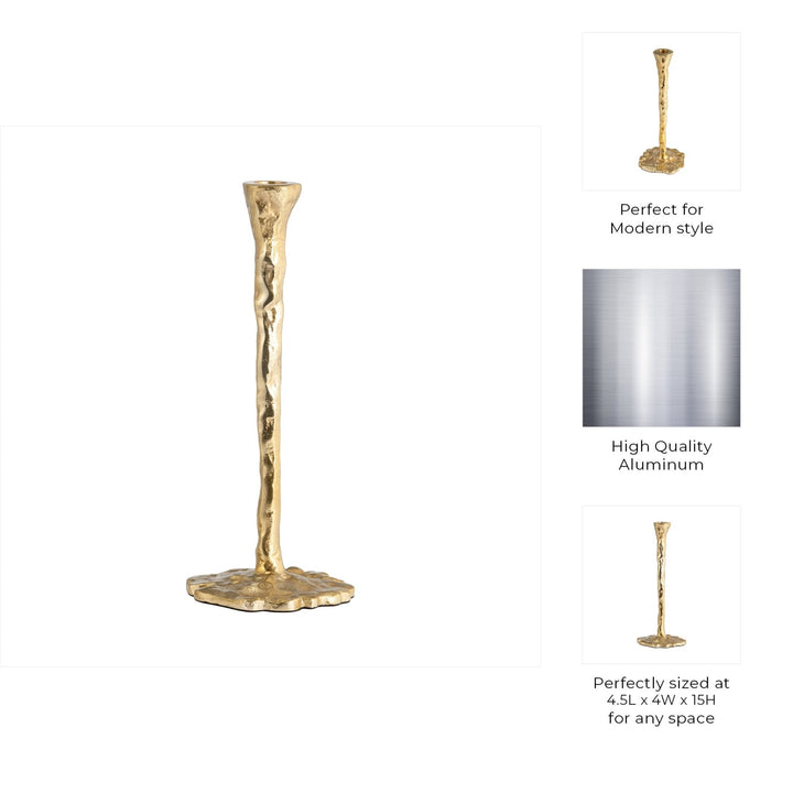 METAL, FORGED TAPER CANDLEHOLDER, GOLD