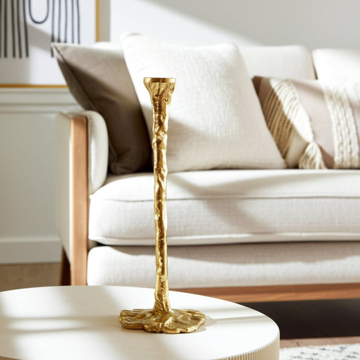 METAL, FORGED TAPER CANDLEHOLDER, GOLD