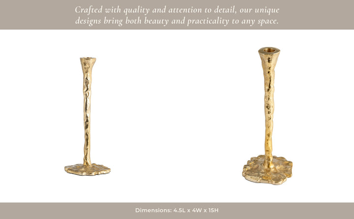 METAL, FORGED TAPER CANDLEHOLDER, GOLD