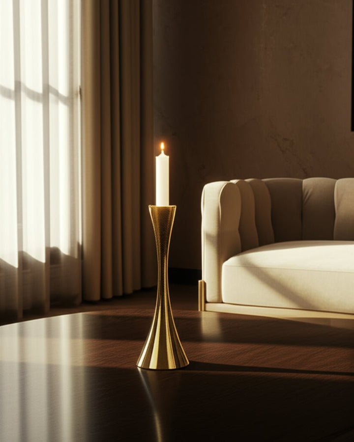 12" Metal, Taper Candle Holder, Brass