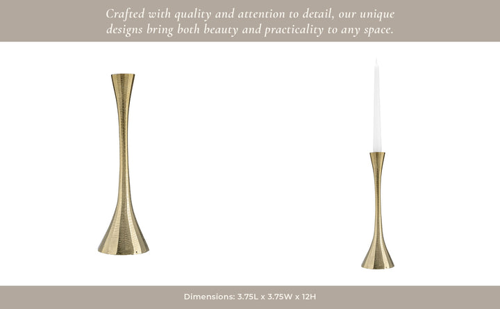 12" Metal, Taper Candle Holder, Brass