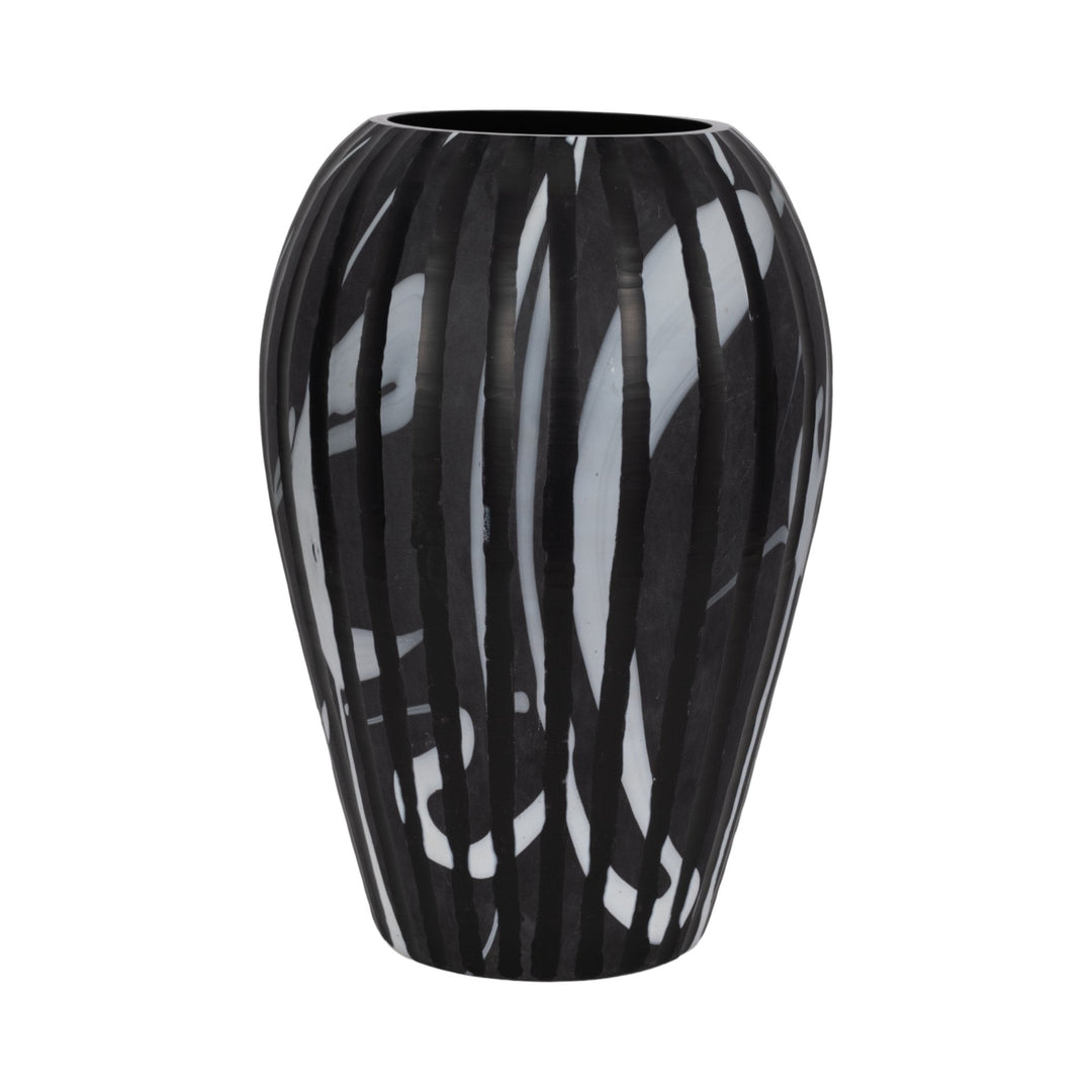 MINERVA BLACK AND WHITE GLASS VASE