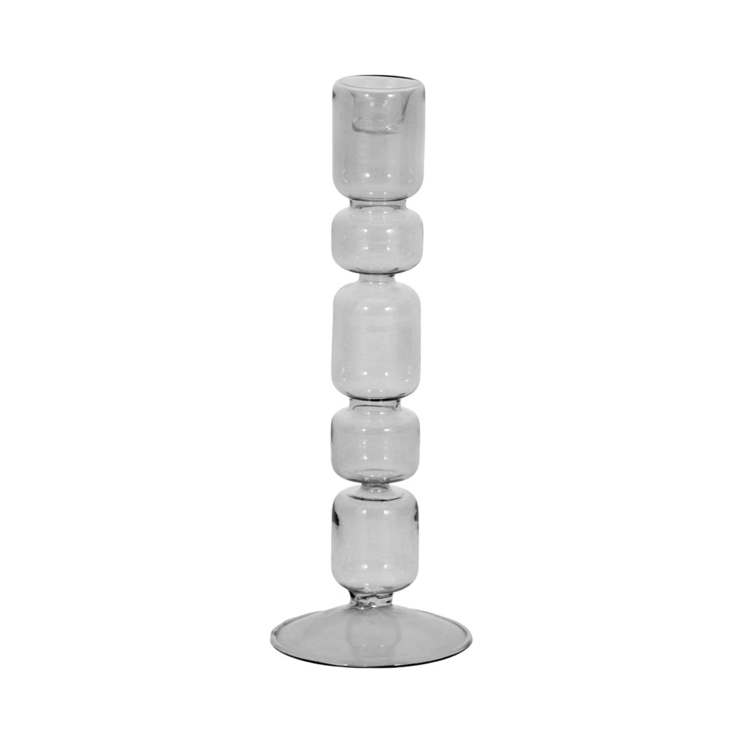 Mixed Bubble Taper Candleholder, Smoke