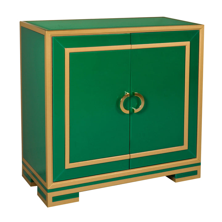 Two Door Emerald & Gold Glass Chest