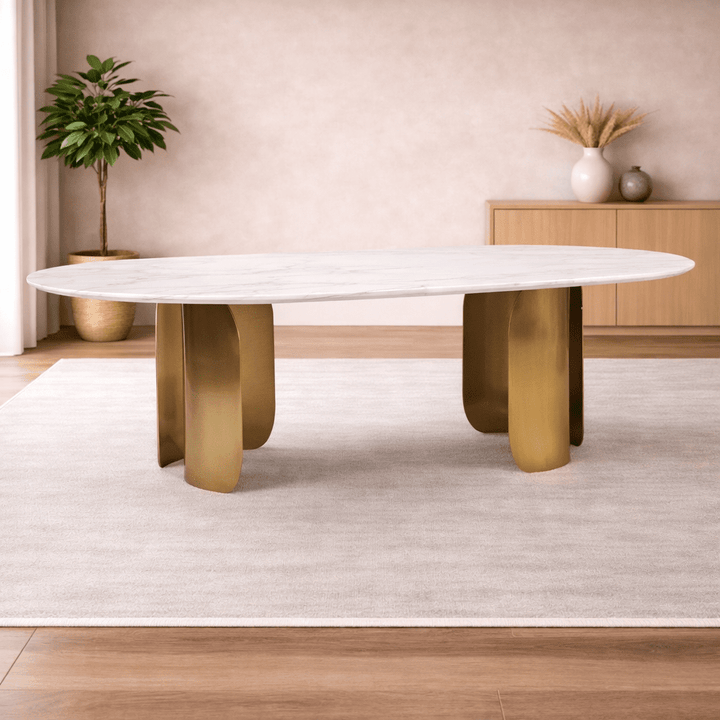 Oval Marble Dining Table -8 Persons