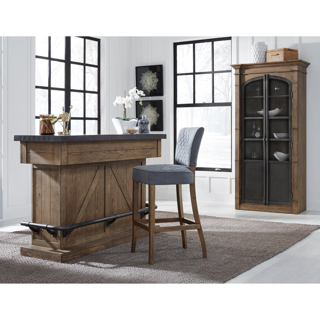 Metal Door Lt  Oak Display Cabinet