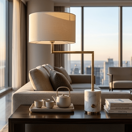 Pivot Table Lamp - Panda Marble/Brass
