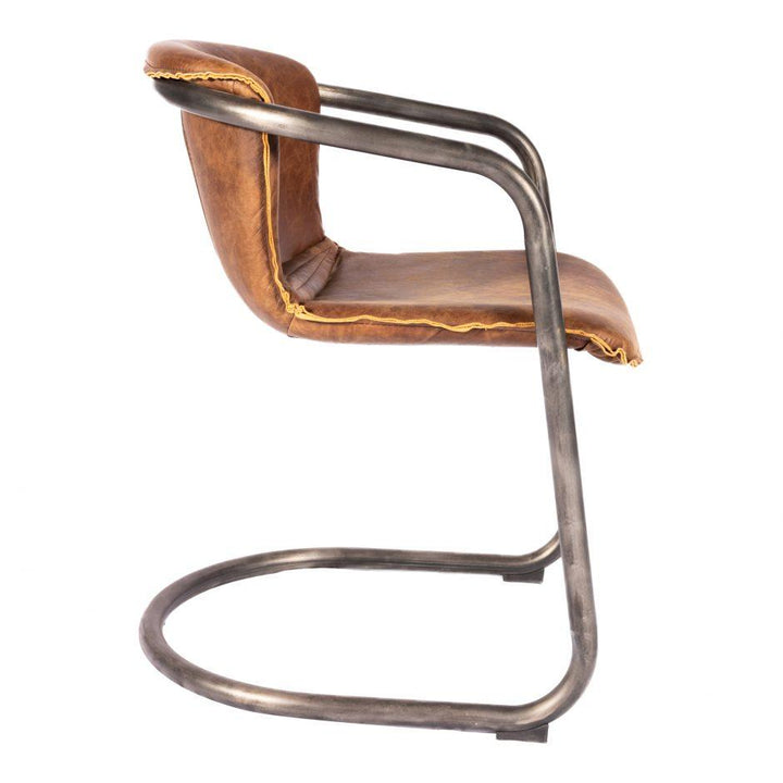 Benedict Dining Chair Grazed Brown Leather -M2