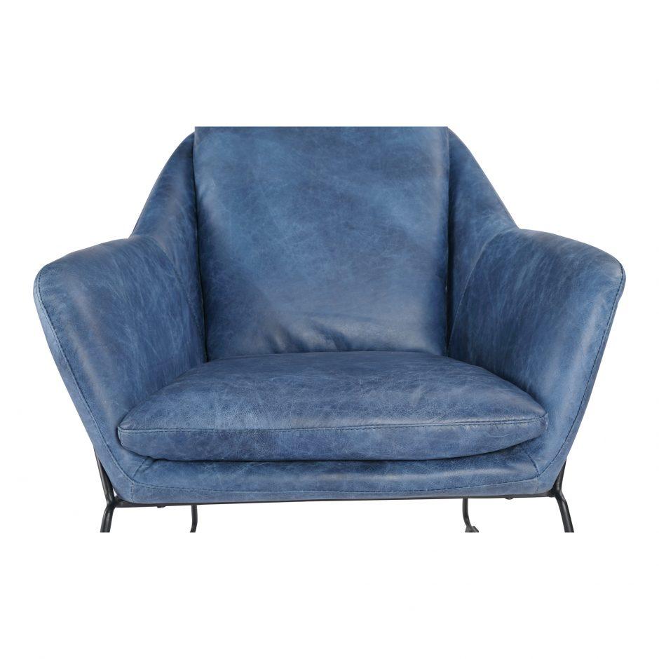 Greer Club Chair Kaiso Blue Leather