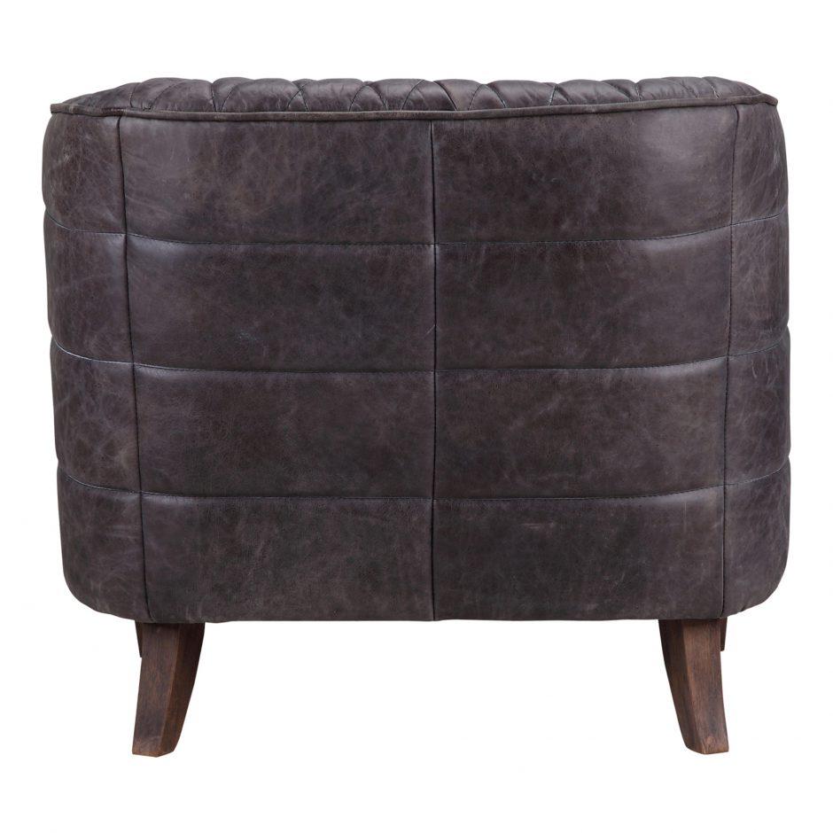 Magdelan Tufted Leather Arm Chair Antique Ebony