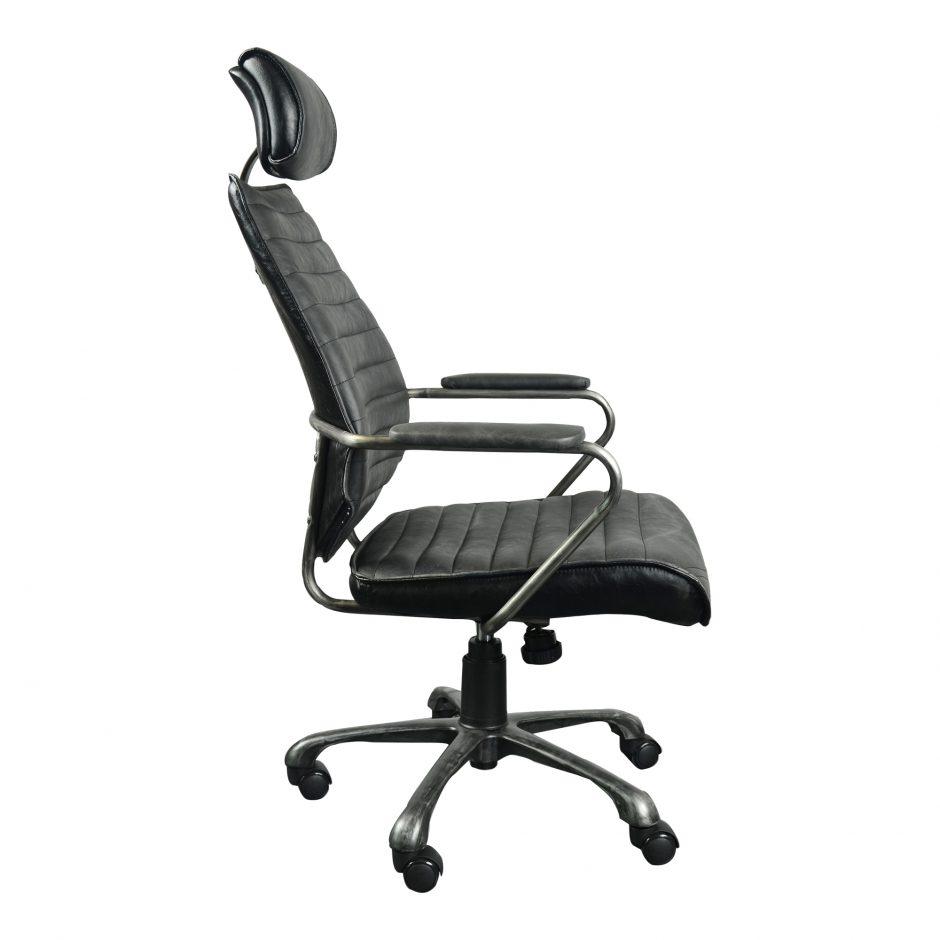 Executive Swivel Office Chair Onyx Black Leather