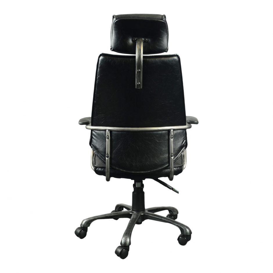 Executive Swivel Office Chair Onyx Black Leather