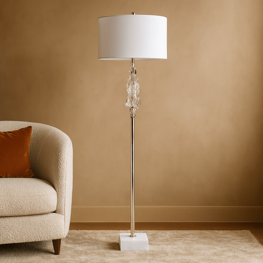 POLYRESIN  FLOOR LAMP,SILVER