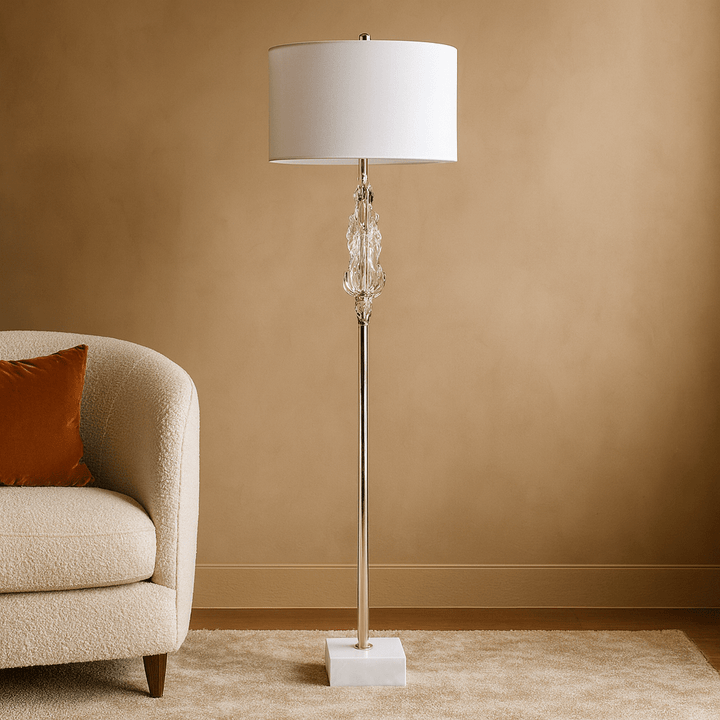 POLYRESIN  FLOOR LAMP,SILVER