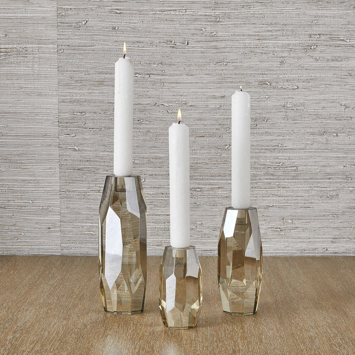 Multifaceted Taper Candleholders - Crystal, S/3