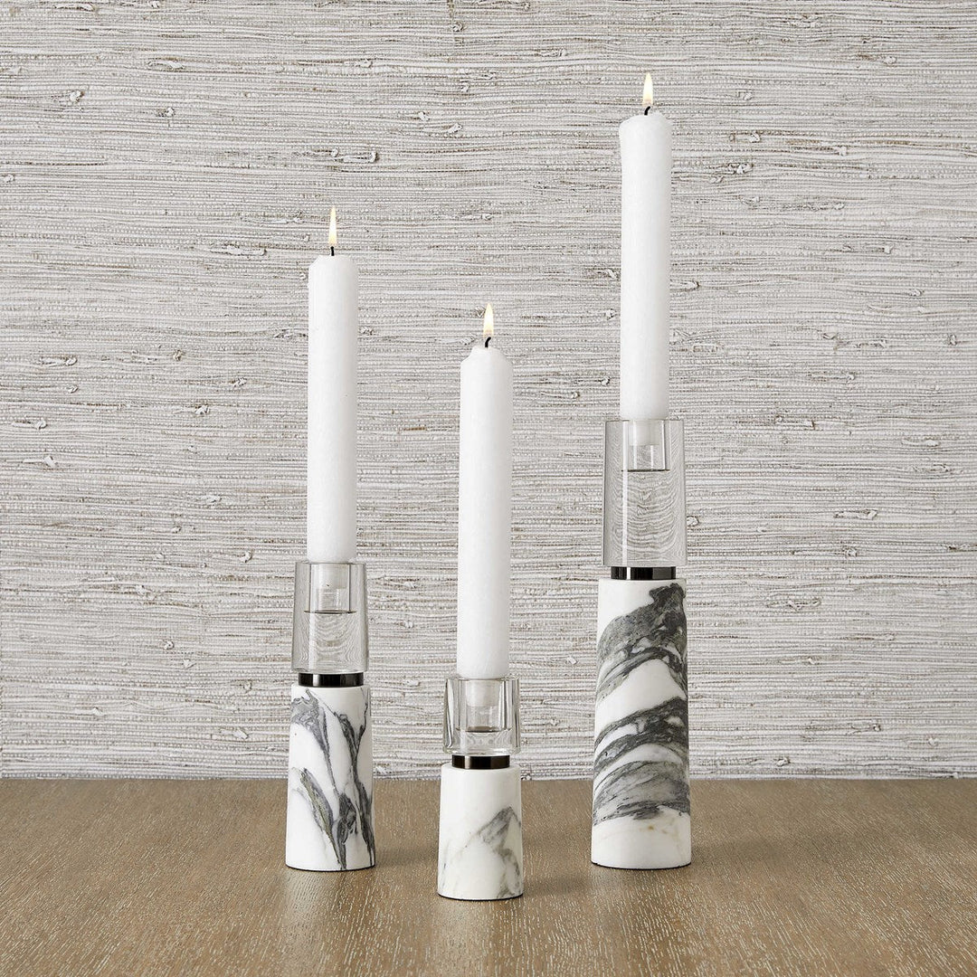 Optic Candleholders - Marble, S/3