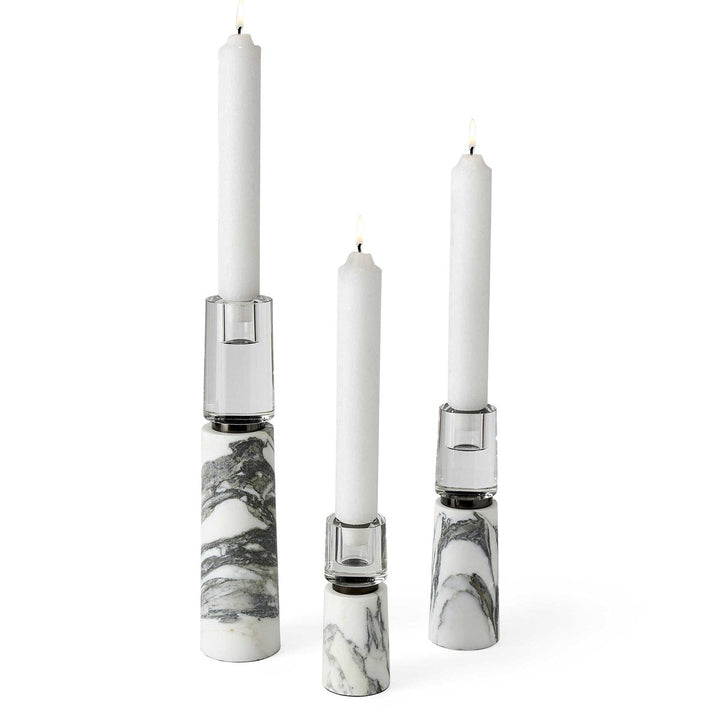 Optic Candleholders - Marble, S/3