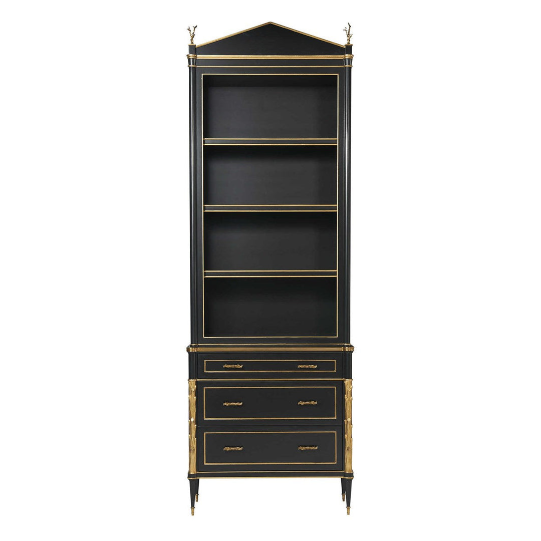 Faux Bois Cabinet, Black/Gold 3 Cartons