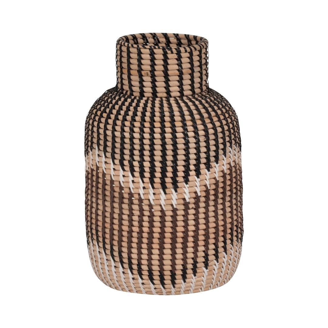 RATTAN, 13"H WOVEN VASE, MULTI