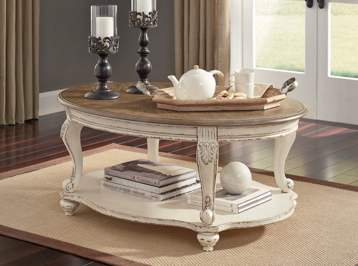 Realyn Oval Table Set With TV Stand