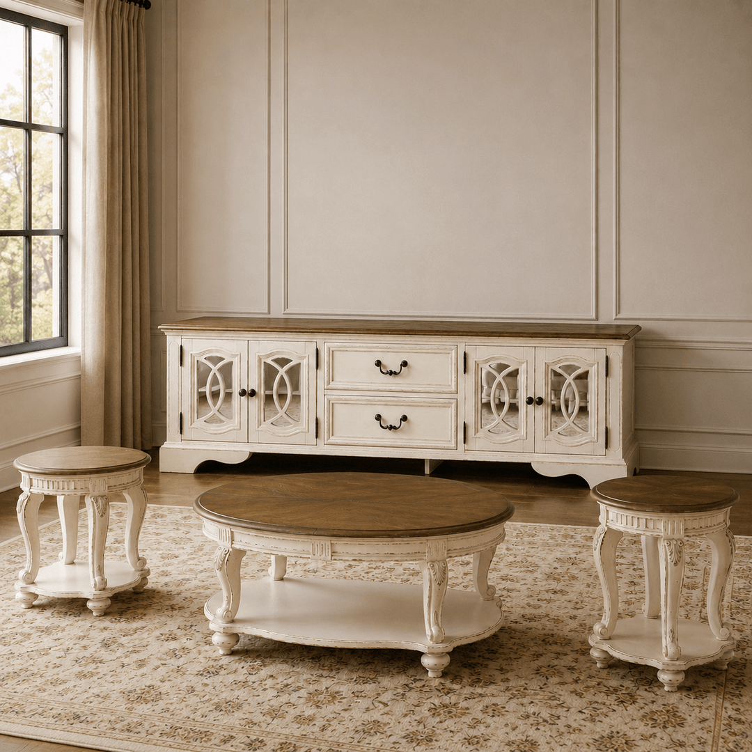 Realyn Oval Table Set With TV Stand