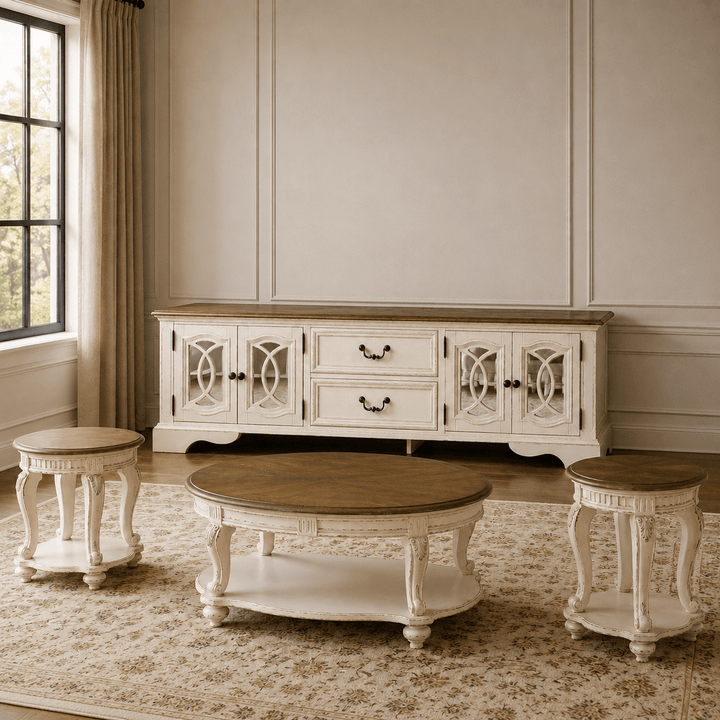 Realyn Oval Table Set With TV Stand