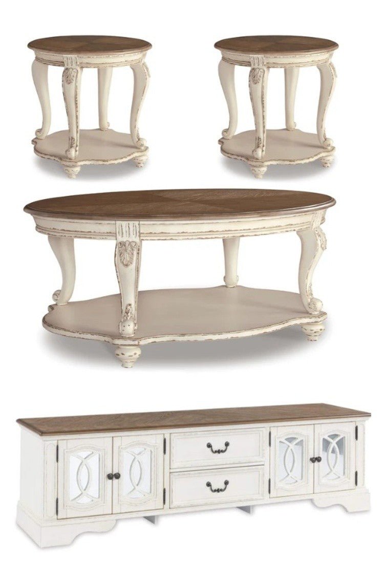 Realyn Oval Table Set With TV Stand