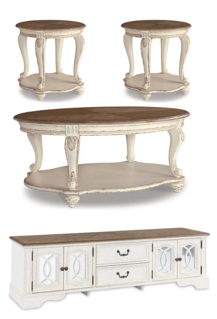 Realyn Oval Table Set With TV Stand