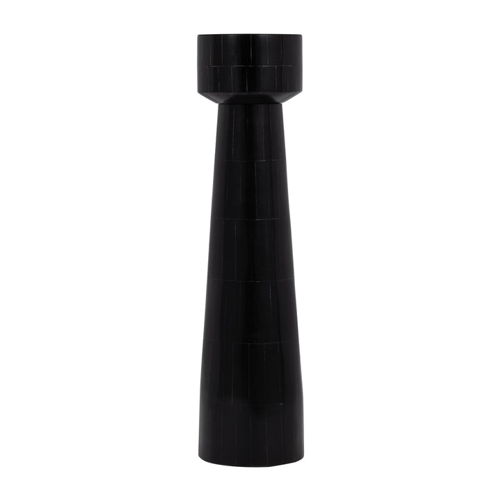 RESIN, 12" PILLAR CANDLEHOLDER, BLACK