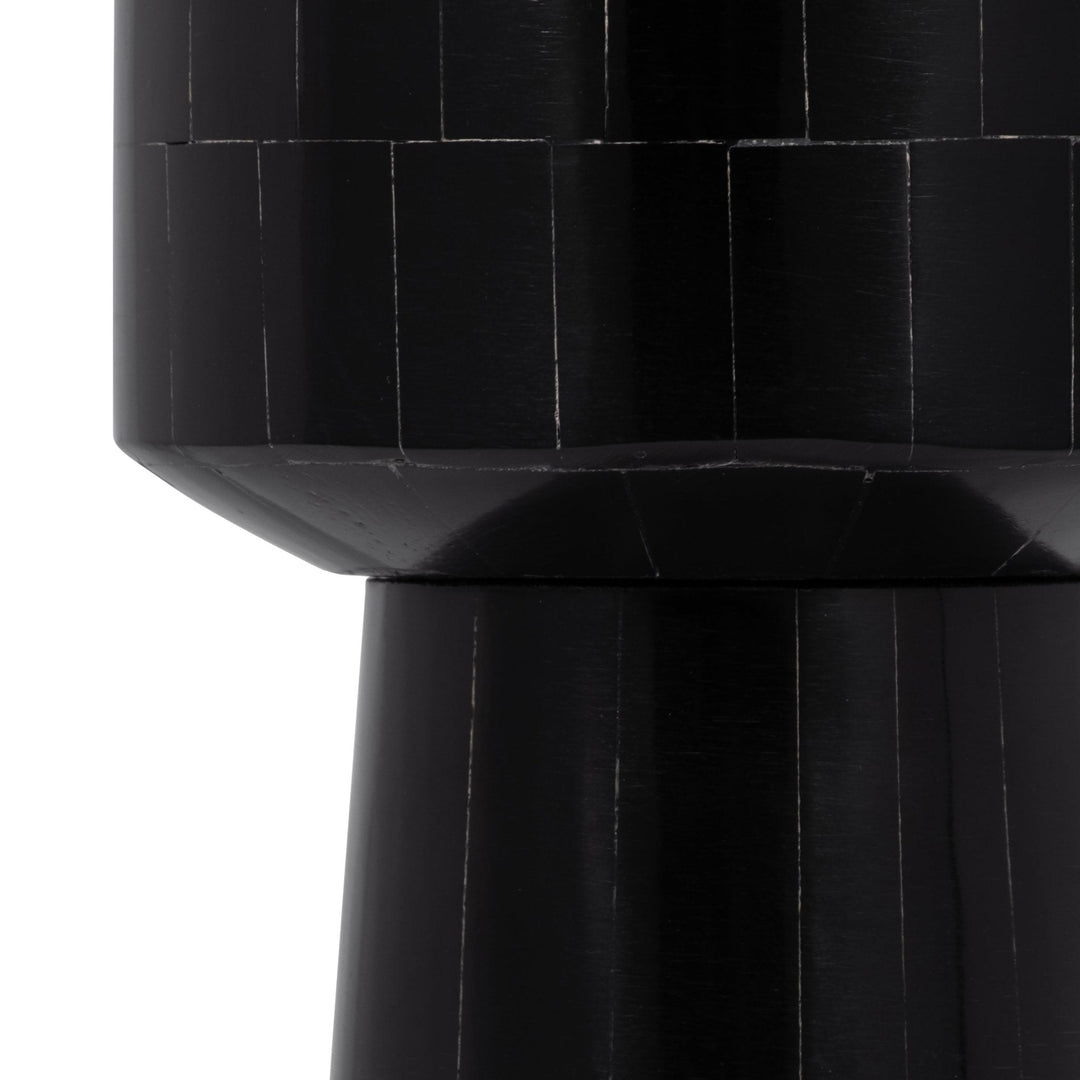 RESIN, 12" PILLAR CANDLEHOLDER, BLACK